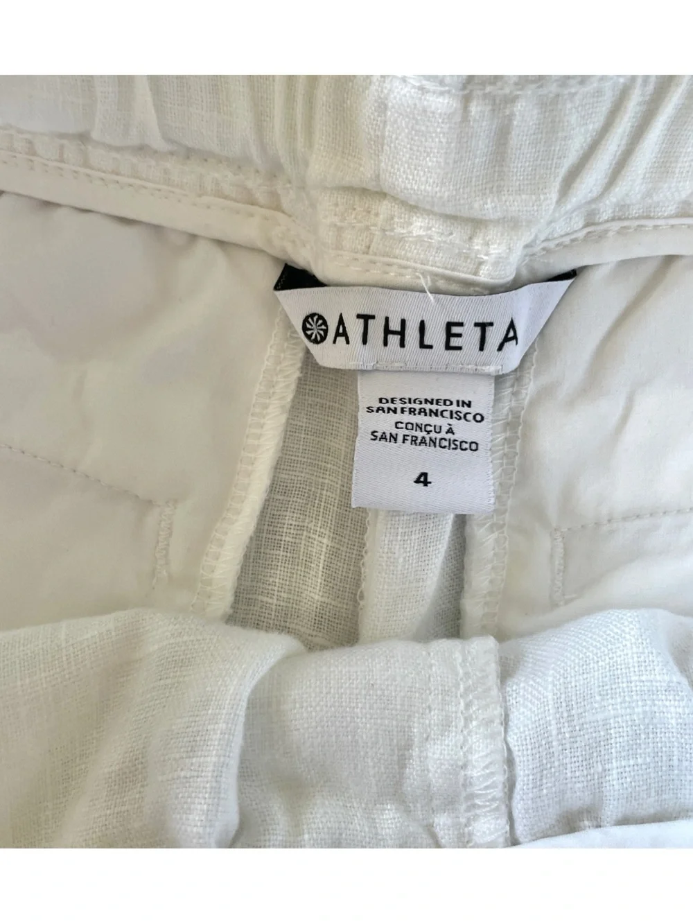 NWOT Women's Athleta Cabo Linen Short White Drawstring, Size 4